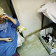 Asia Konarov was evicted from her apartment. Pictured here with the six kittens she rescued.